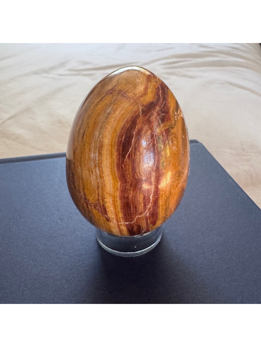 Vintage Pakistani Onyx Egg Brown Banded Polished Stone Paperweight
